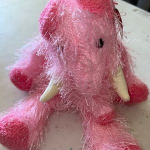 Ty Punkies 6" ~ PIPSQUEAK ~ pink Elephant  ~ 2002 shaggy With Swing Tags